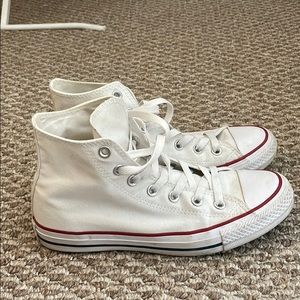 White High-Top Converse (Size 8) Barely Worn